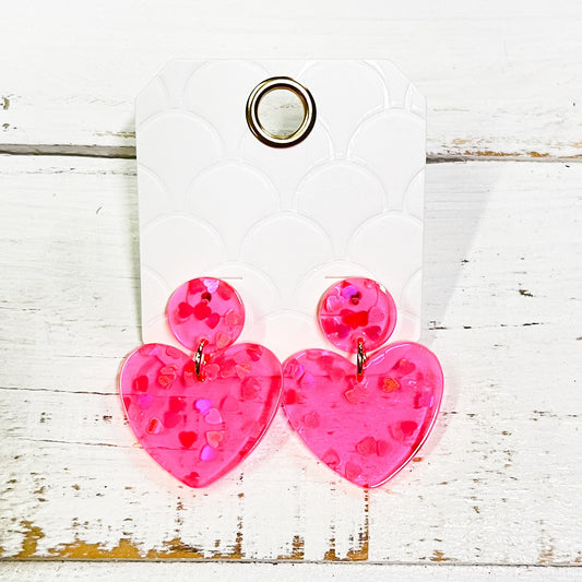 Hot Pink Heart Earrings