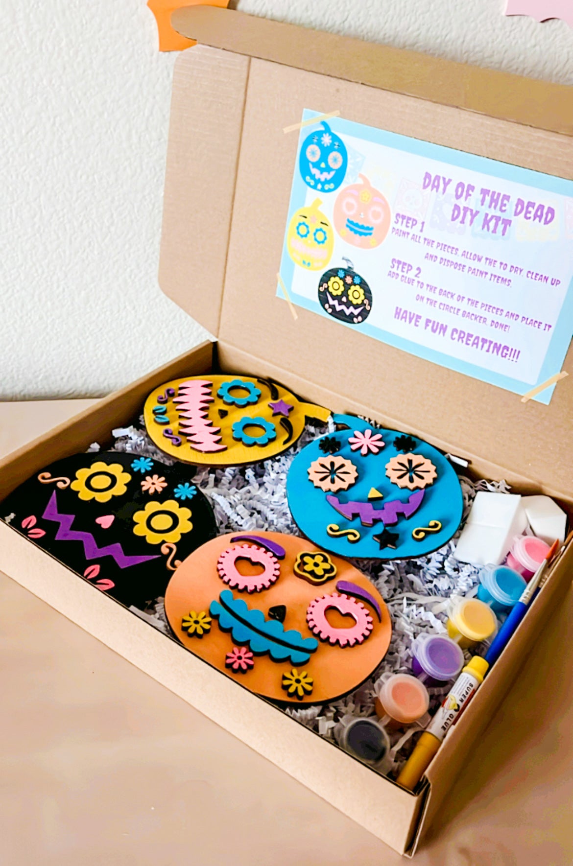 Halloween Day Of the Dead, Dia de los muertos DIY Craft Kit, DIY Paint Kit, Kids Craft Kit