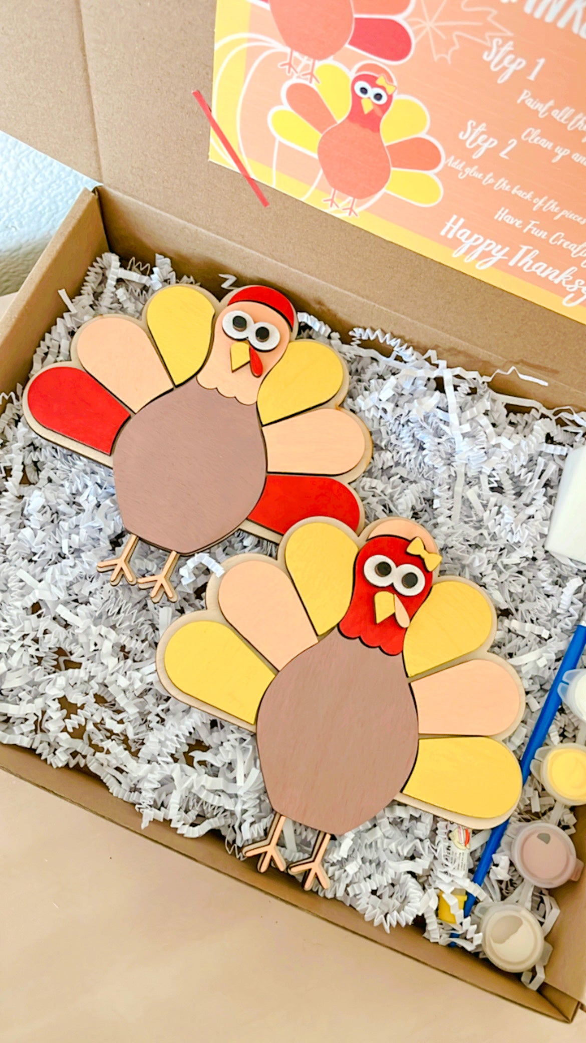 Turkey Craft Kit, Thanksgiving DIY Paint Kit, Fall Kids Craft Kit