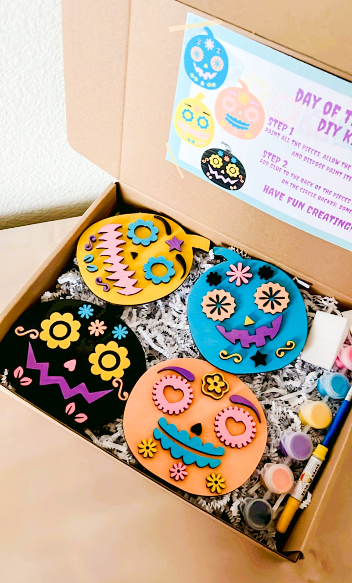 Halloween Day Of the Dead, Dia de los muertos DIY Craft Kit, DIY Paint Kit, Kids Craft Kit