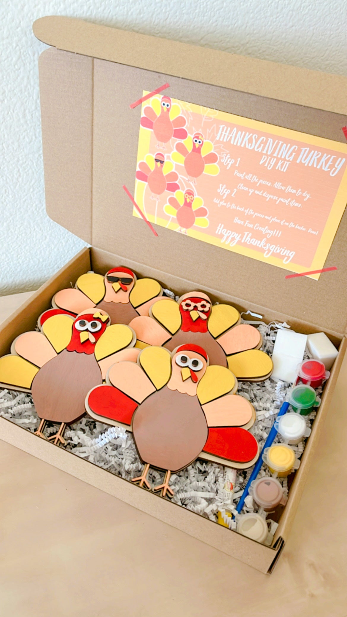 Turkey Craft Kit, Thanksgiving DIY Paint Kit, Fall Kids Craft Kit