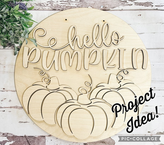 Hello Pumpkin Door Hanger • Fall Thanksgiving Round Door Hange