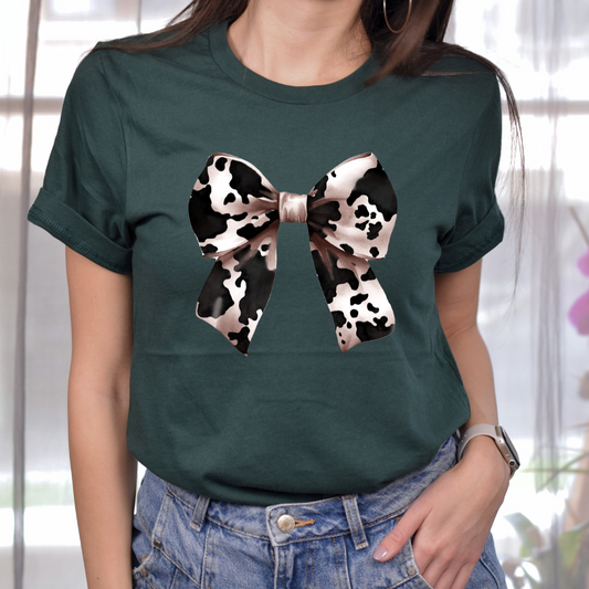 Cow Print Bow Graphic Tee