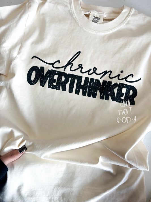 Chronic Overthinker Faux embroidery/sequin Gildan Softstyle T-Shirt*