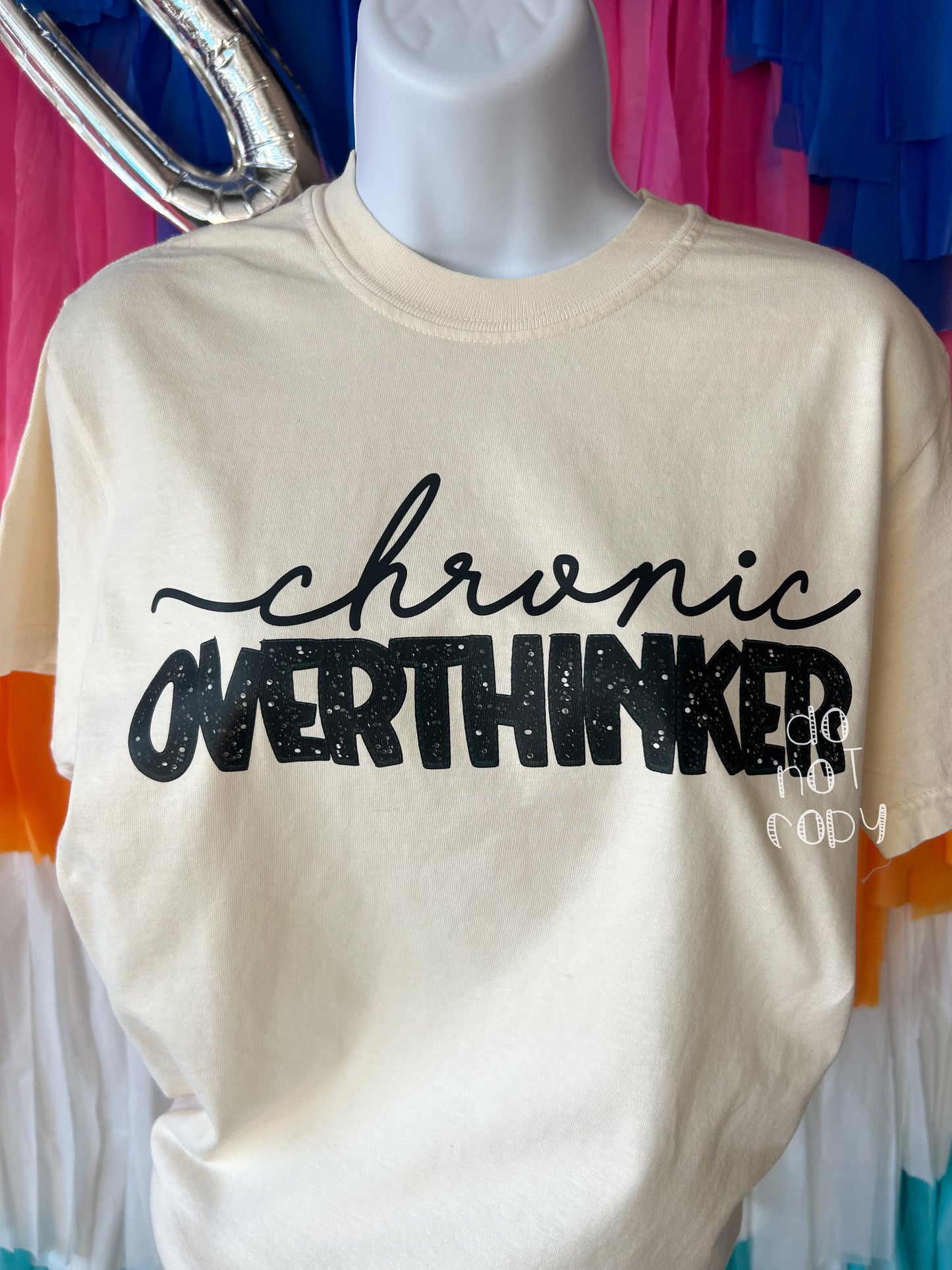 Chronic Overthinker Faux embroidery/sequin Gildan Softstyle T-Shirt*