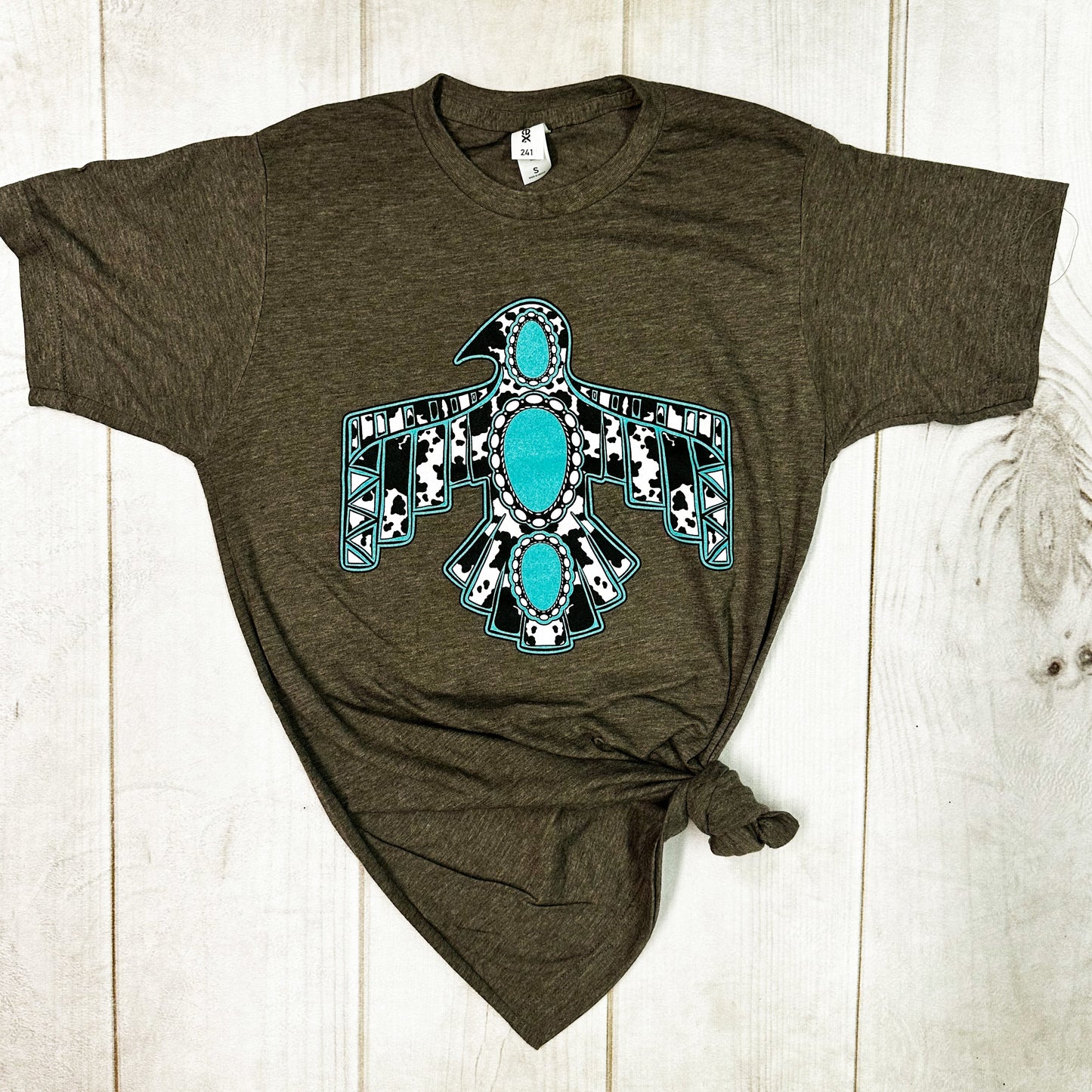 *Cow Turquoise Thunderbird Soft Graphic Tee