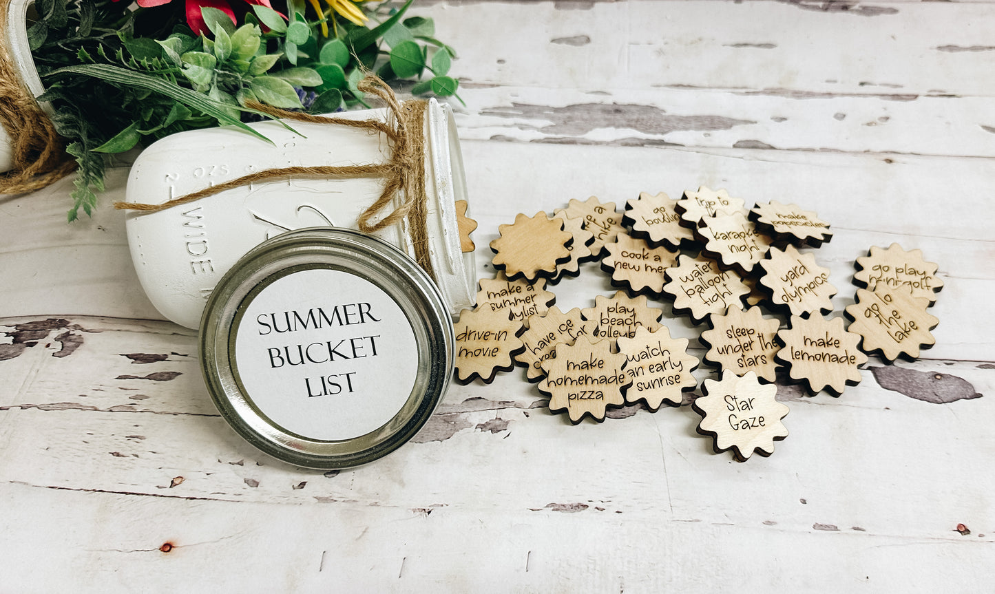 Summer Bucket List • Activity Tokens • Activity Jars