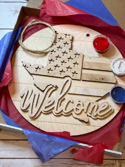 Texas Door Hanger - American Flag - DIY Kit