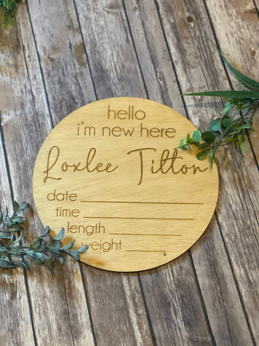 Hello Im New Here Baby Birth Announcement