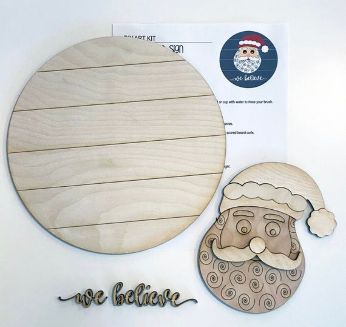 We Believe Round Wood Door Hanger • Christmas Round Door Hanger • Christmas Craft Kit