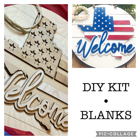 Texas Door Hanger - American Flag - DIY Kit