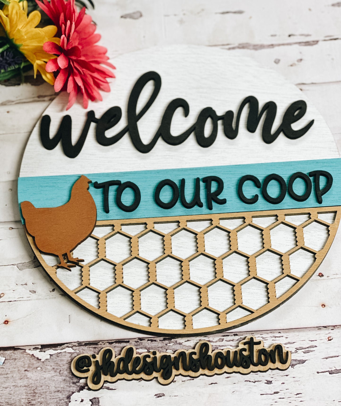 Welcome to Our Coop Door Hanger • Chicken Coop Door Hanger • Chicken Round Door Hanger • Wood Blanks • Craft Kit