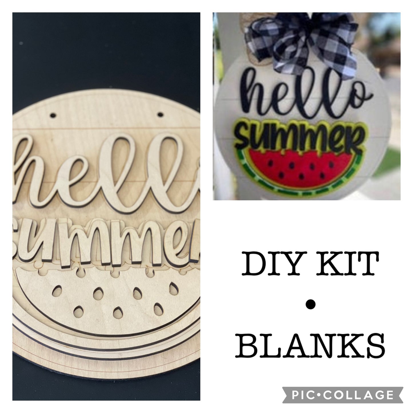 Hello Summer Wood Door Hanger • Round Door Hanger • Summer Craft Kit