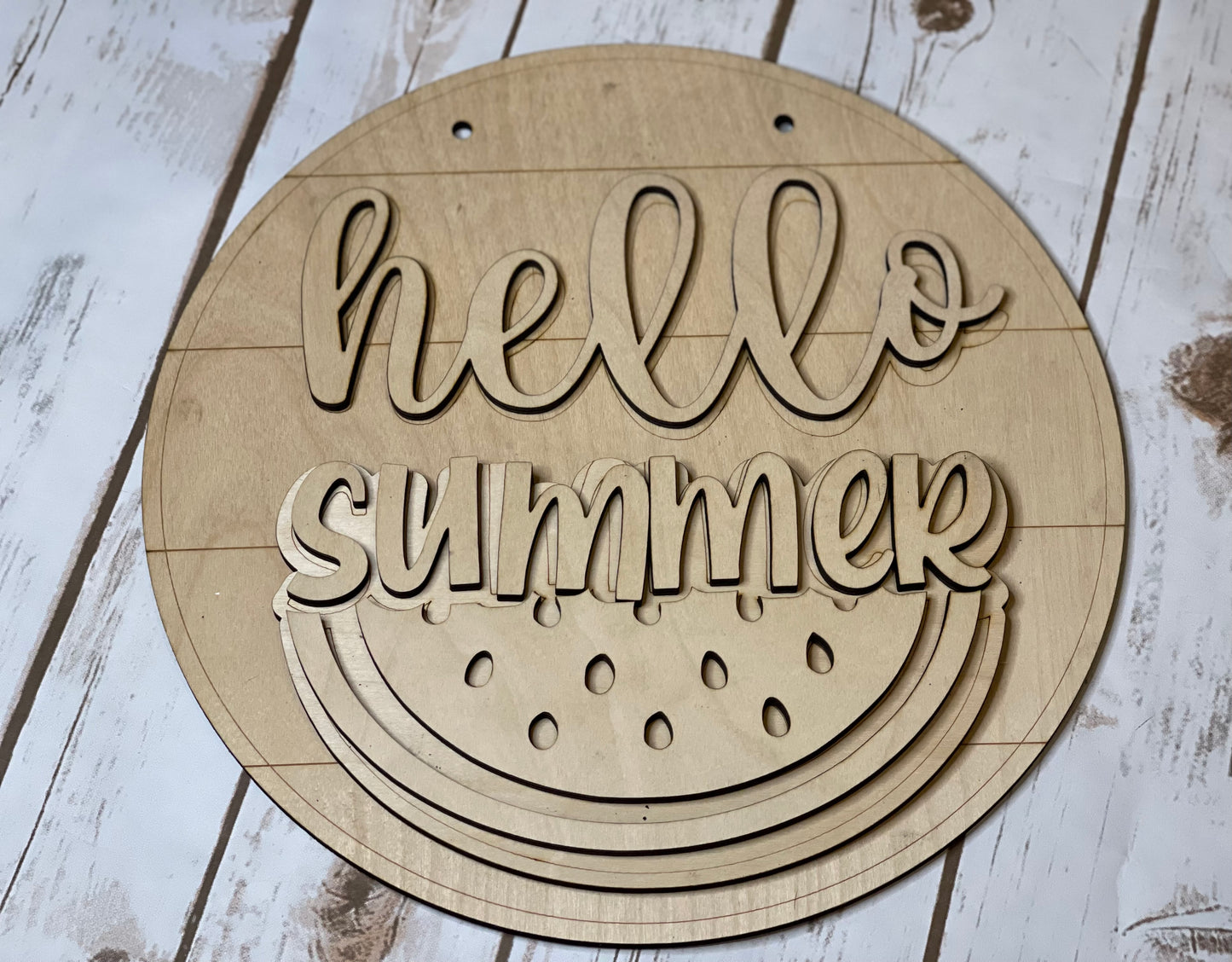 Hello Summer Wood Door Hanger • Round Door Hanger • Summer Craft Kit