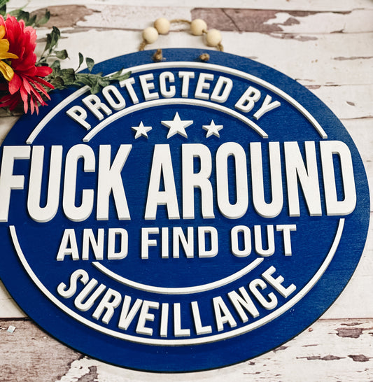 Fuck Around And Find Out Surveillance Door Hanger