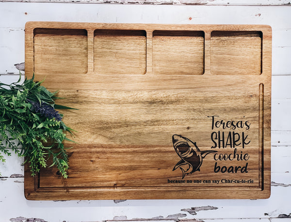 Shark Charcuterie Board/Personalized Shark Cutting Board/Bamboo Chopping  Board/Meats and Cheeses Serving Boards,Because No One Can Say Charcuterie